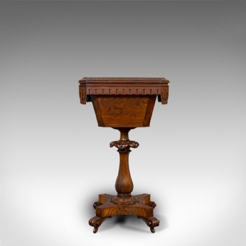 fig 6. Antique Lady's Work Box, English, Rosewood, Sewing, Table, Regency, Circa 1820