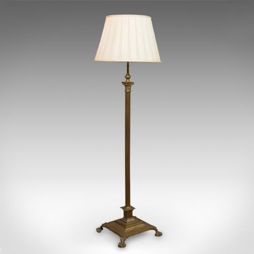 fig 1. Antique Standard Lamp, English, Brass, Floor Light, Edwardian, Circa 1910