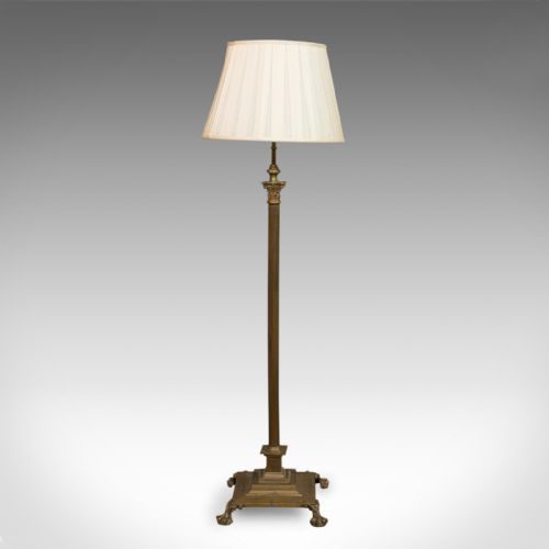 fig 3. Antique Standard Lamp, English, Brass, Floor Light, Edwardian, Circa 1910
