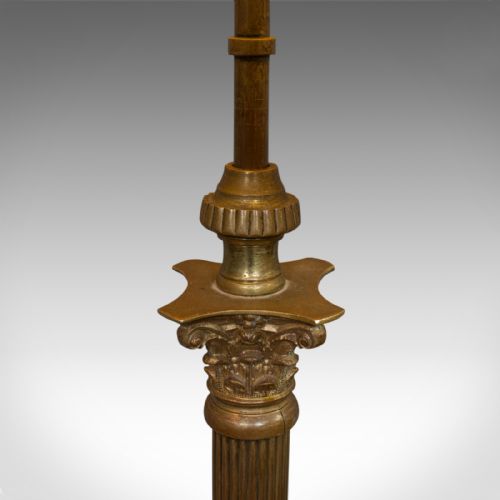 fig 4. Antique Standard Lamp, English, Brass, Floor Light, Edwardian, Circa 1910