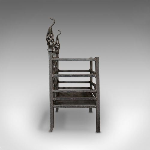 fig 3. Antique Fire Basket, English, Cast Iron, Fireside Grate, Late Victorian, C.1900