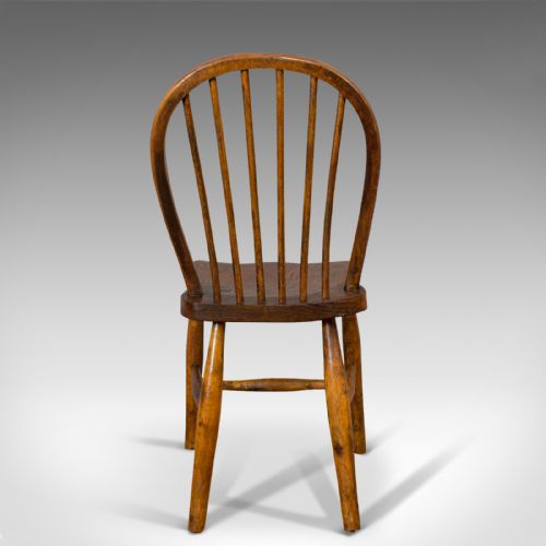 fig 4. Antique Stick Back Chair, English, Elm, Beech, Station Seat, Victorian, C.1870