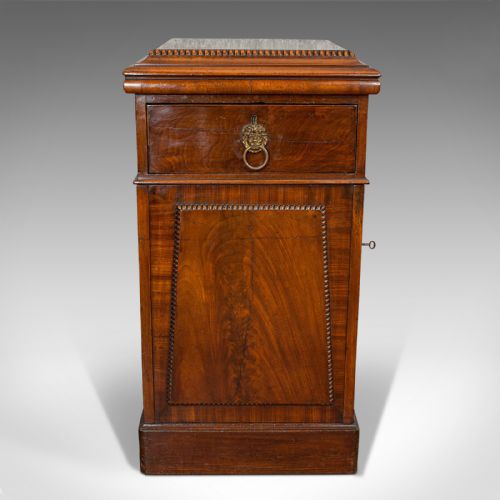 fig 1. Tall Antique Side Cabinet, English, Mahogany, Bedside, Nightstand, Regency, 1820