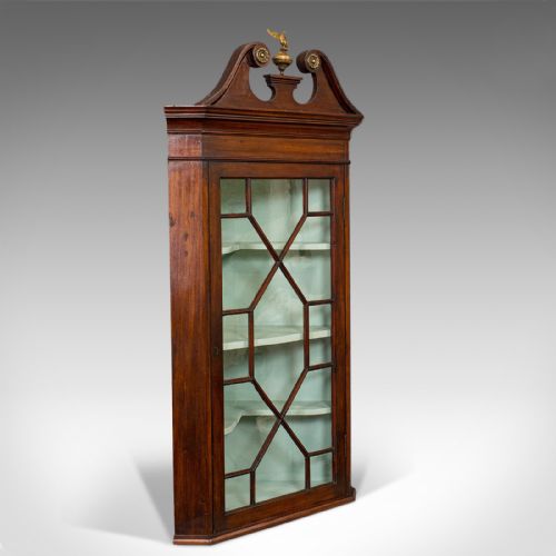 Antique Corner Cabinet, English, Mahogany, Wall, Georgian, Astragal Glaze, 1790
