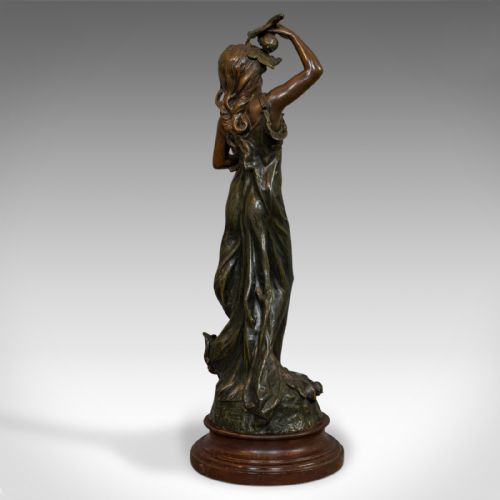fig 4. Antique Female Figure, French, Bronze Spelter, Statue, Art Nouveau, Circa 1920