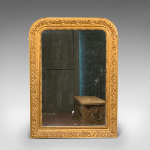 fig 1. Antique Wall Mirror, English, Gilt Gesso, Neo Classical Revival, Victorian, 1900