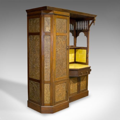 Antique Wardrobe, English, Walnut, Art Deco, Vanity, Liberty of London, C.1920