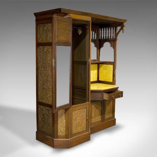 fig 1. Antique Wardrobe, English, Walnut, Art Deco, Vanity, Liberty of London, C.1920