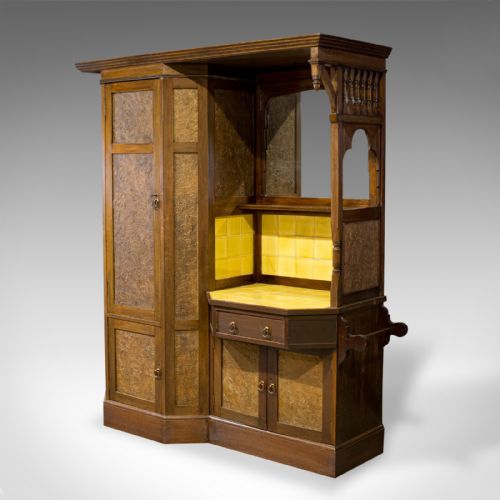 fig 3. Antique Wardrobe, English, Walnut, Art Deco, Vanity, Liberty of London, C.1920
