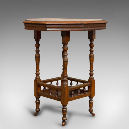 Antique Lamp Table, English, Walnut, Octagonal, Side, Games, Edwardian, C.1910