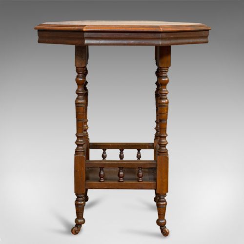 fig 1. Antique Lamp Table, English, Walnut, Octagonal, Side, Games, Edwardian, C.1910