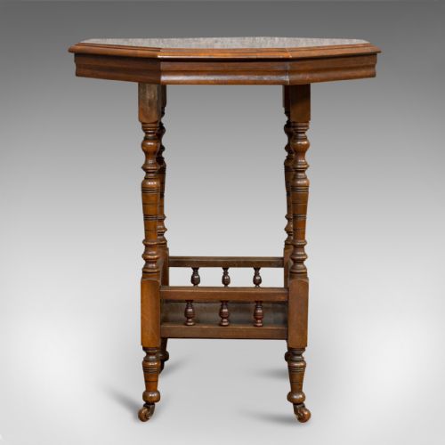 fig 3. Antique Lamp Table, English, Walnut, Octagonal, Side, Games, Edwardian, C.1910