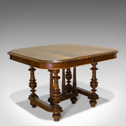 Large Antique Extending Dining Table, French, Walnut, Seats 4-10, Circa 1900