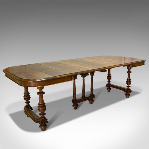 fig 1. Large Antique Extending Dining Table, French, Walnut, Seats 4-10, Circa 1900
