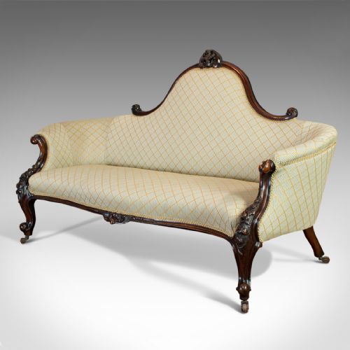 fig 2. Antique Spoon Back Sofa, English, Walnut, 2 Seat Settee, Early Victorian, 1840