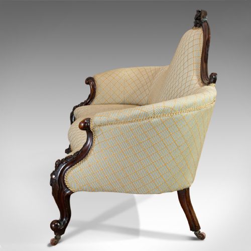 fig 3. Antique Spoon Back Sofa, English, Walnut, 2 Seat Settee, Early Victorian, 1840