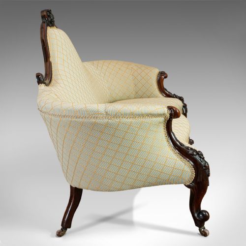 fig 5. Antique Spoon Back Sofa, English, Walnut, 2 Seat Settee, Early Victorian, 1840