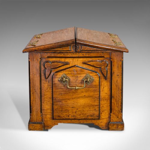 fig 2. Antique Purdonium, Scottish, Oak, Brass, Fireside, Coal Bin, Victorian, C.1870