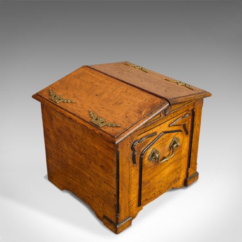 fig 4. Antique Purdonium, Scottish, Oak, Brass, Fireside, Coal Bin, Victorian, C.1870
