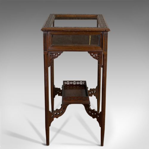 fig 4. Antique Bijouterie Table, English, Walnut, Glass, Display, Edwardian, Circa 1910