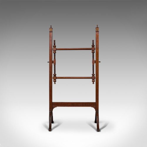 fig 1. Antique Needlepoint Stretcher, English, Mahogany, Tapestry Frame, Victorian