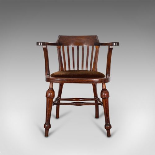 fig 1. Antique Captain's Chair, English, Mahogany, Armchair, Seat, Edwardian, C.1910
