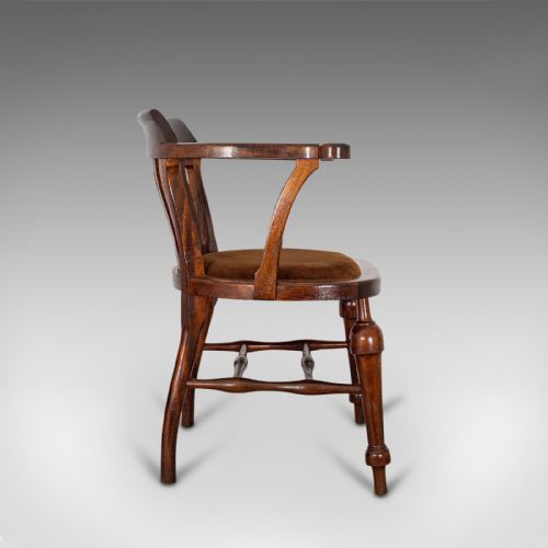 fig 2. Antique Captain's Chair, English, Mahogany, Armchair, Seat, Edwardian, C.1910