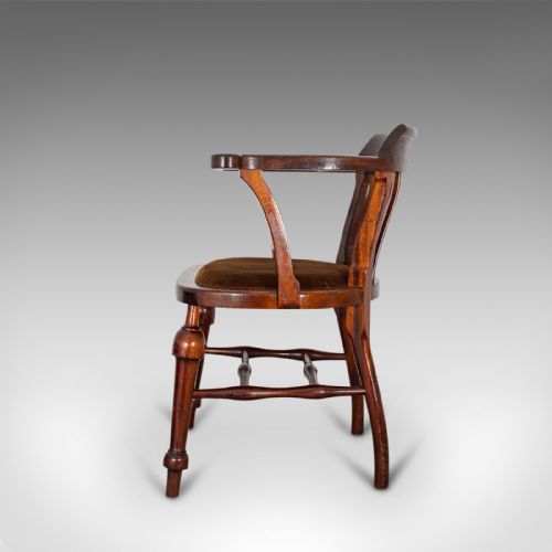 fig 4. Antique Captain's Chair, English, Mahogany, Armchair, Seat, Edwardian, C.1910