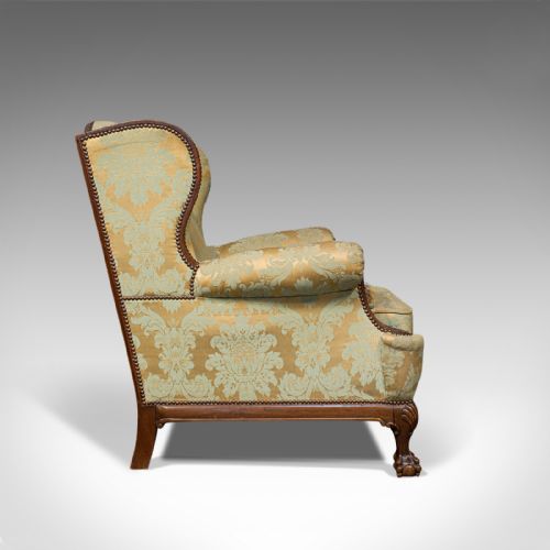 fig 3. Antique Wing-Back Arm Chair, English, Fireside, Lounge, Seat, Edwardian, 1910