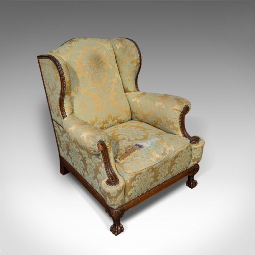 fig 6. Antique Wing-Back Arm Chair, English, Fireside, Lounge, Seat, Edwardian, 1910