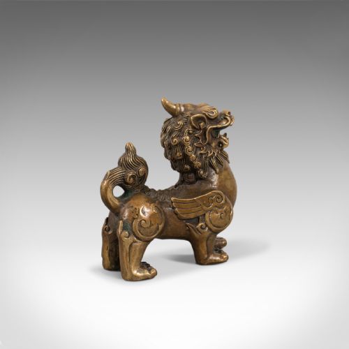 fig 2. Small Antique Pixiu Statue, Oriental, Brass, Mythology, Figure, Victorian, 1900