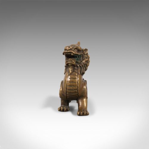 fig 3. Small Antique Pixiu Statue, Oriental, Brass, Mythology, Figure, Victorian, 1900