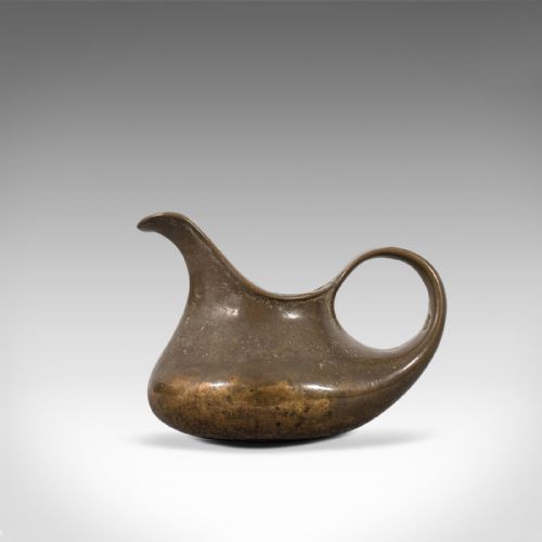 fig 1. Antique Olive Oil Jug, Middle Eastern, Bronze, Libation, Serving, Cup, C.1850