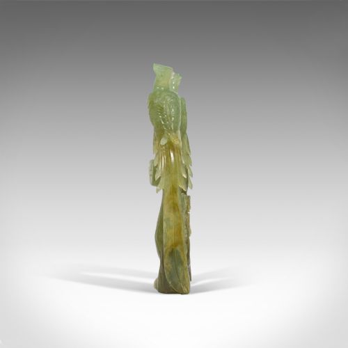 fig 3. Pair of, Antique Carved Figures, Oriental, Jade, Bird of Paradise, Victorian