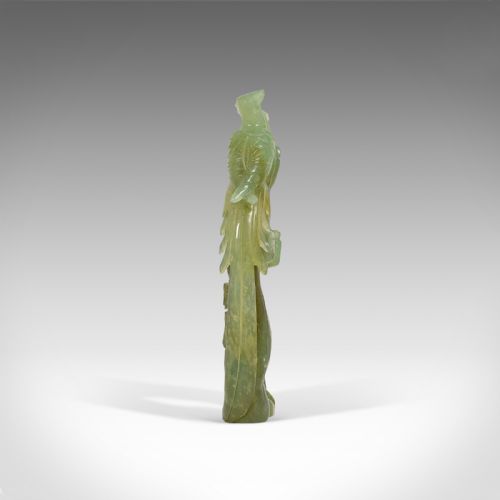 fig 4. Pair of, Antique Carved Figures, Oriental, Jade, Bird of Paradise, Victorian