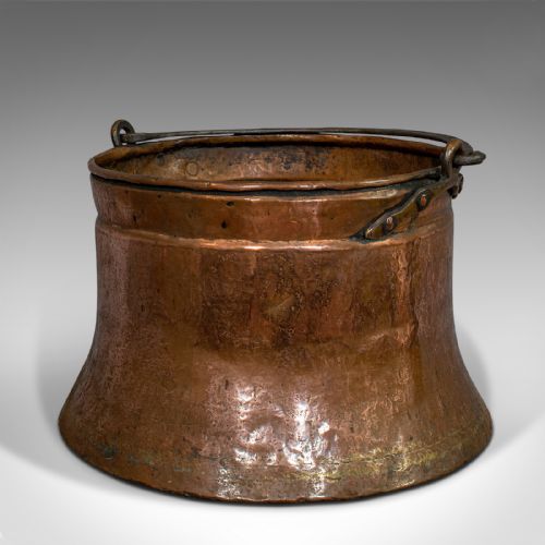 fig 2. Large, Antique Fire Bucket, English, Copper, Fireside, Log, Cauldron, Georgian