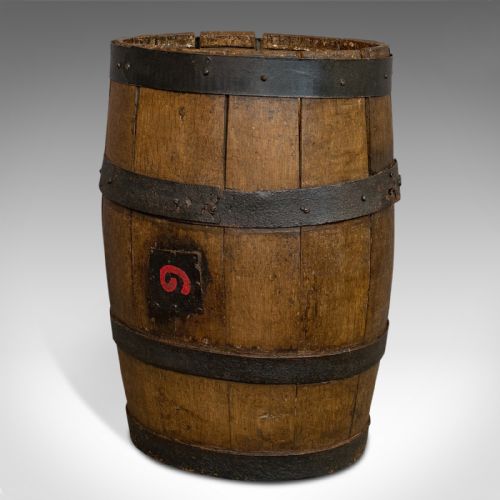 fig 2. Antique Coopered Whiskey Barrel, English, Oak, Oval, Stick Stand, Victorian