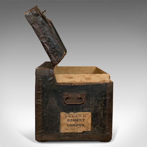 fig 4. Antique Explorer's Portmanteau, English, Canvas, Travel, Trunk, Chest, Victorian