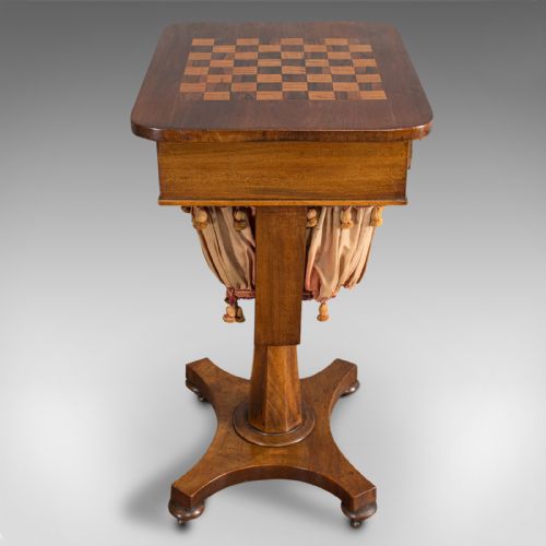 fig 3. Antique Games Table, English, Mahogany, Chess, Workstation, Victorian, 1860