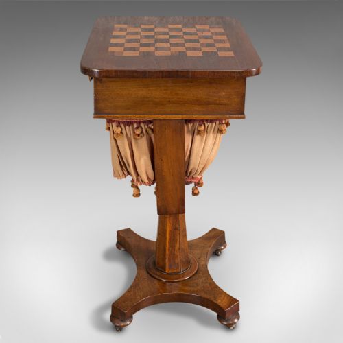 fig 4. Antique Games Table, English, Mahogany, Chess, Workstation, Victorian, 1860