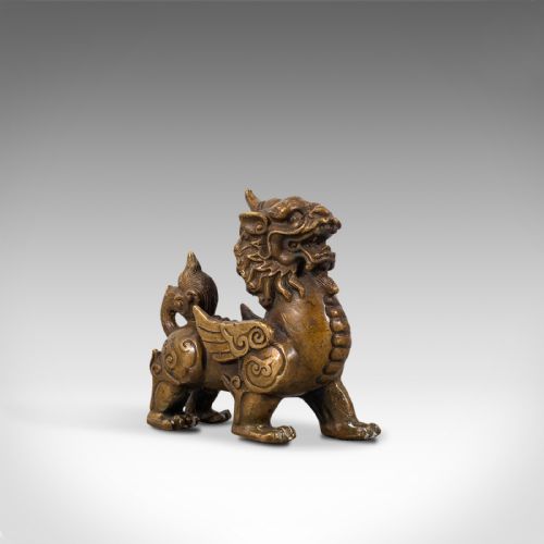 Small Antique Pixiu Figure, Oriental, Brass, Mythological, Statue, Victorian
