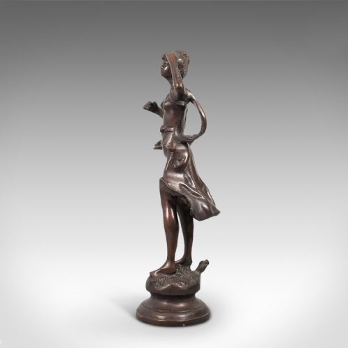 fig 4. Tall Antique Female Statue, Italian, Bronze, Sculpture, Girl, Victorian, C.1900