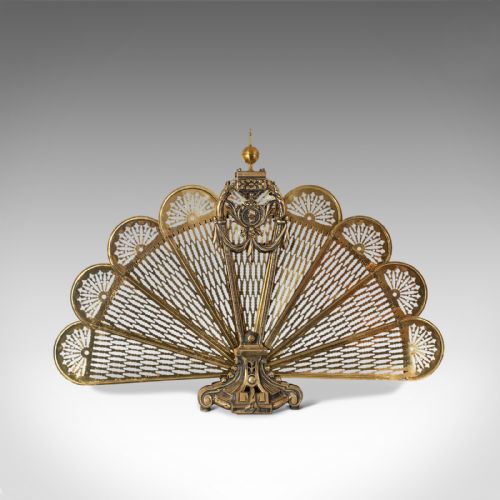 fig 2. Rare, Pair Of, Antique Peacock Fire Screens, English, Brass, Fireside, Victorian