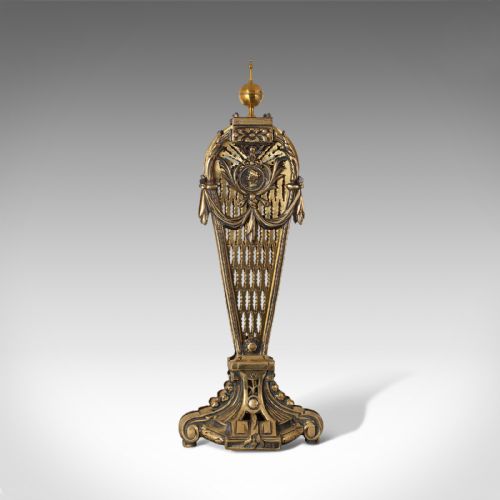 fig 3. Rare, Pair Of, Antique Peacock Fire Screens, English, Brass, Fireside, Victorian