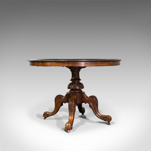 fig 2. Antique Breakfast Table, English, Walnut, Mahogany, Tilt Top, Oval, Victorian
