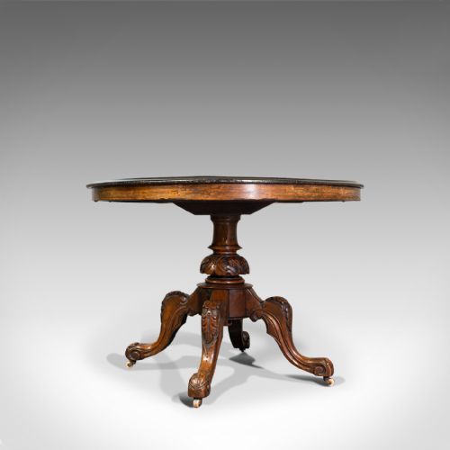 fig 3. Antique Breakfast Table, English, Walnut, Mahogany, Tilt Top, Oval, Victorian