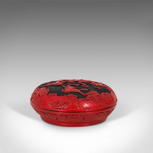fig 1. Antique Cinnabar Box, Chinese, Lacquer, Decorative Tray, Qing Dynasty, C.1900