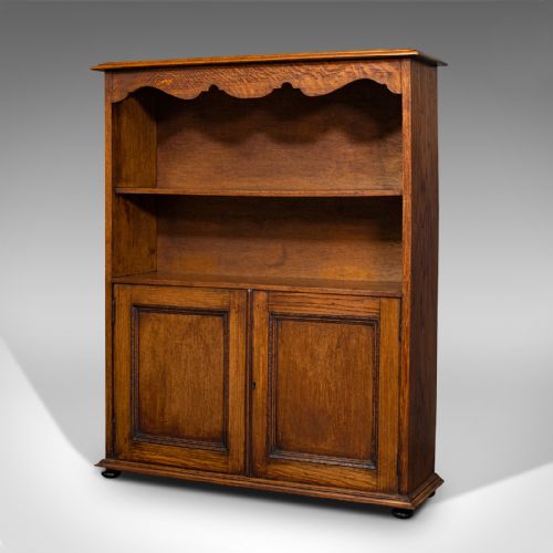 fig 3. Antique Headmaster's Office Bookcase, English, Oak, Cabinet, Edwardian, C.1910