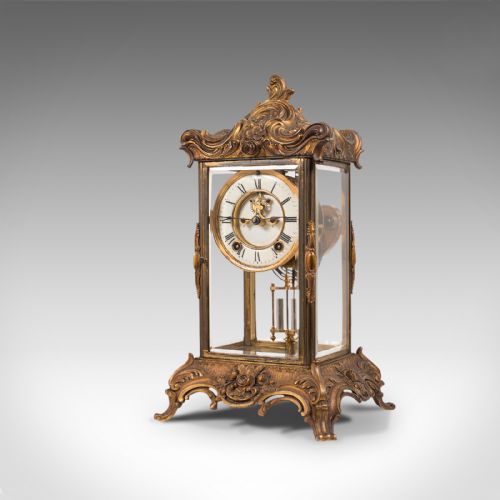 fig 2. Antique Mantel Clock, French, Gilt Bronze, Ormolu, Brocot Escapement, Circa 1900