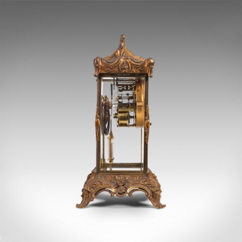 fig 3. Antique Mantel Clock, French, Gilt Bronze, Ormolu, Brocot Escapement, Circa 1900